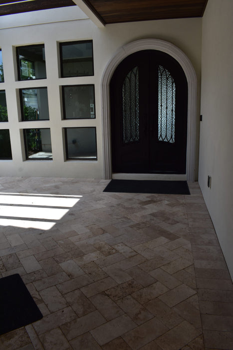 Walnut Travertine French Pattern Tumbled Paver