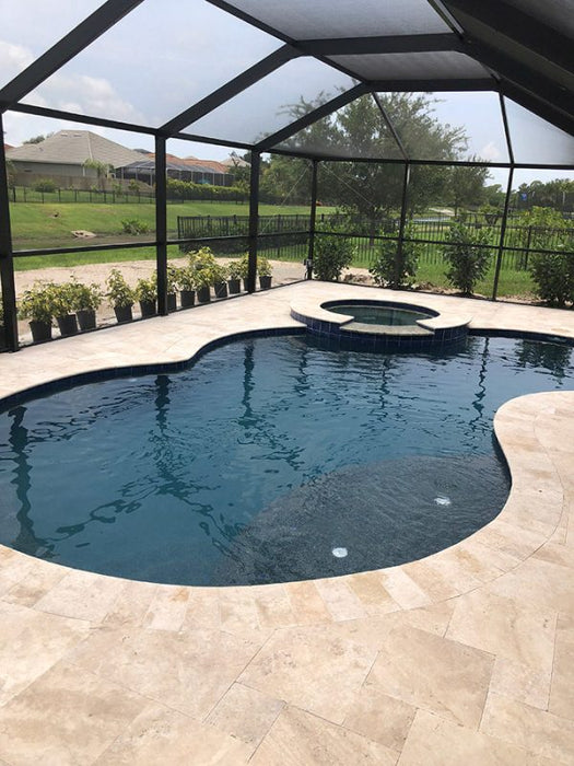 Walnut Travertine French Pattern Tumbled Paver