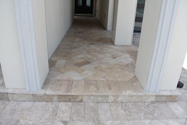 Walnut Travertine French Pattern Tumbled Paver