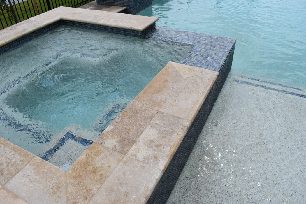 Walnut Travertine French Pattern Tumbled Paver