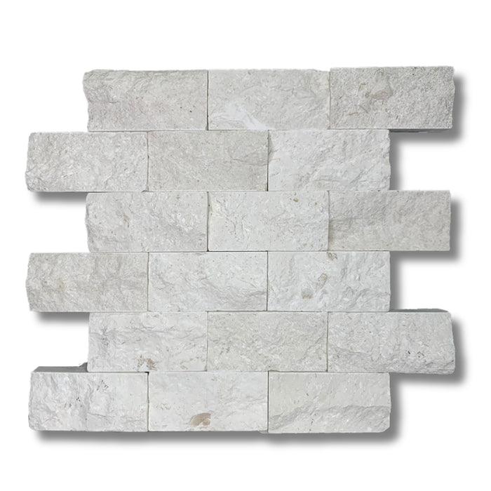 White Sea Shell 2 x 4 Split Face Mosaic Tile