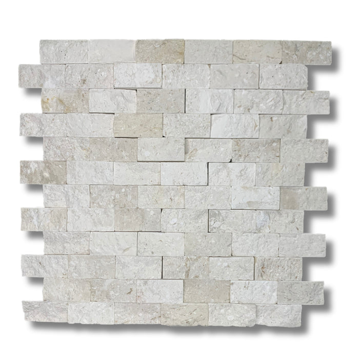 White Sea Shell 1 x 2 Split Face Mosaic Tile
