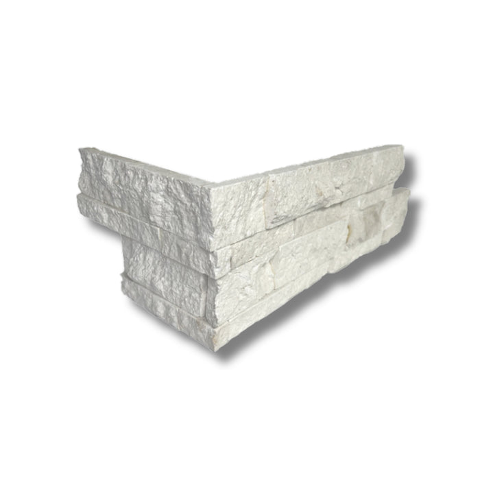 White Sea Shell 6 x 24 Split Face Corner Ledger Panel