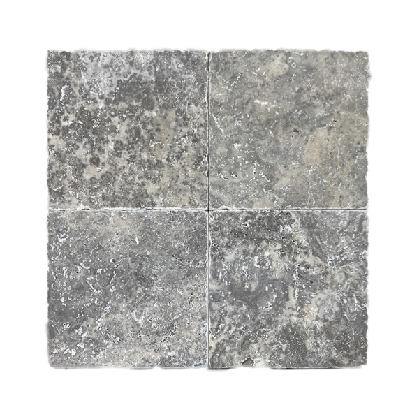 Silver Travertine Tumbled Mosaic 6x6
